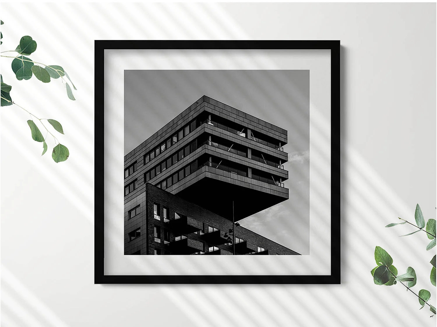 Tableau décoratif avec cadre noir, Grande vague de Kanagawa 50 x 50 cm – Parfait pour le salon ou la chambre