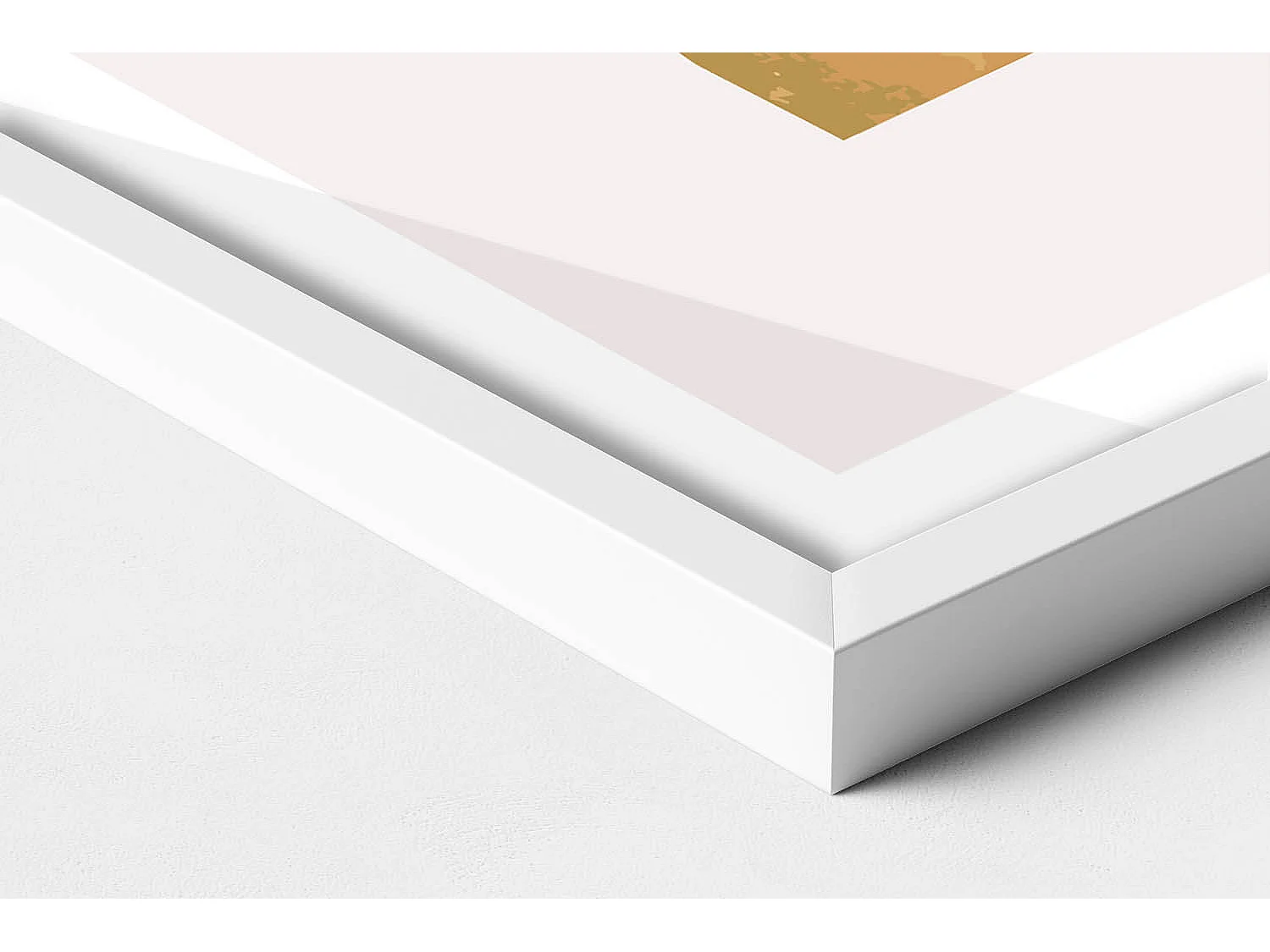 Decoratief schilderij met witte lijst, Boheemse vormen met goud 40 x 60 cm – Perfect voor de woon- of slaapkamer