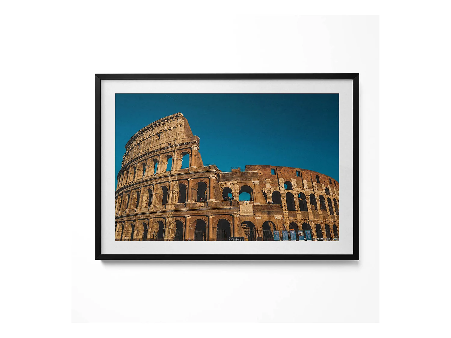 Tableau décoratif avec cadre noir, Colisée en Italie 100 x 70 cm– Parfait pour le salon ou la chambre