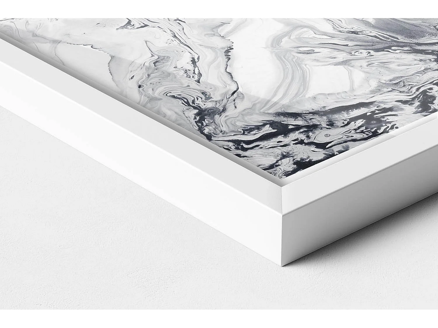 Quadro decorativo con cornice bianca, Astrazione inchiostro - inchiostro marmorizzato 30 x 20 cm - Perfetto per il soggiorno o la camera da letto