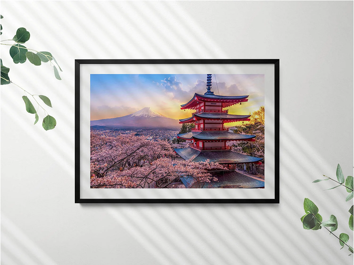 Dekoratives Gemälde mit schwarzem Rahmen, japanische Konstruktion 100 x 70 cm – perfekt für das Wohn- oder Schlafzimmer