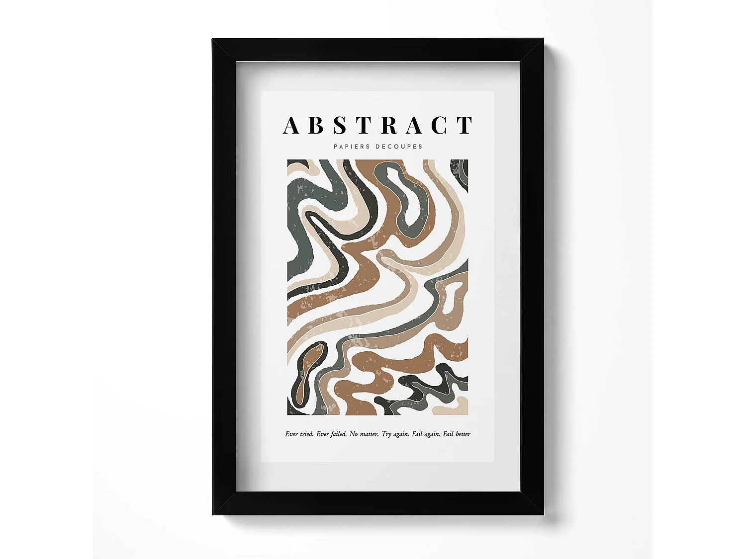 Dekoratives Gemälde mit schwarzem Rahmen, lineare böhmische Abstraktion 20 x 30 cm – perfekt für das Wohn- oder Schlafzimmer