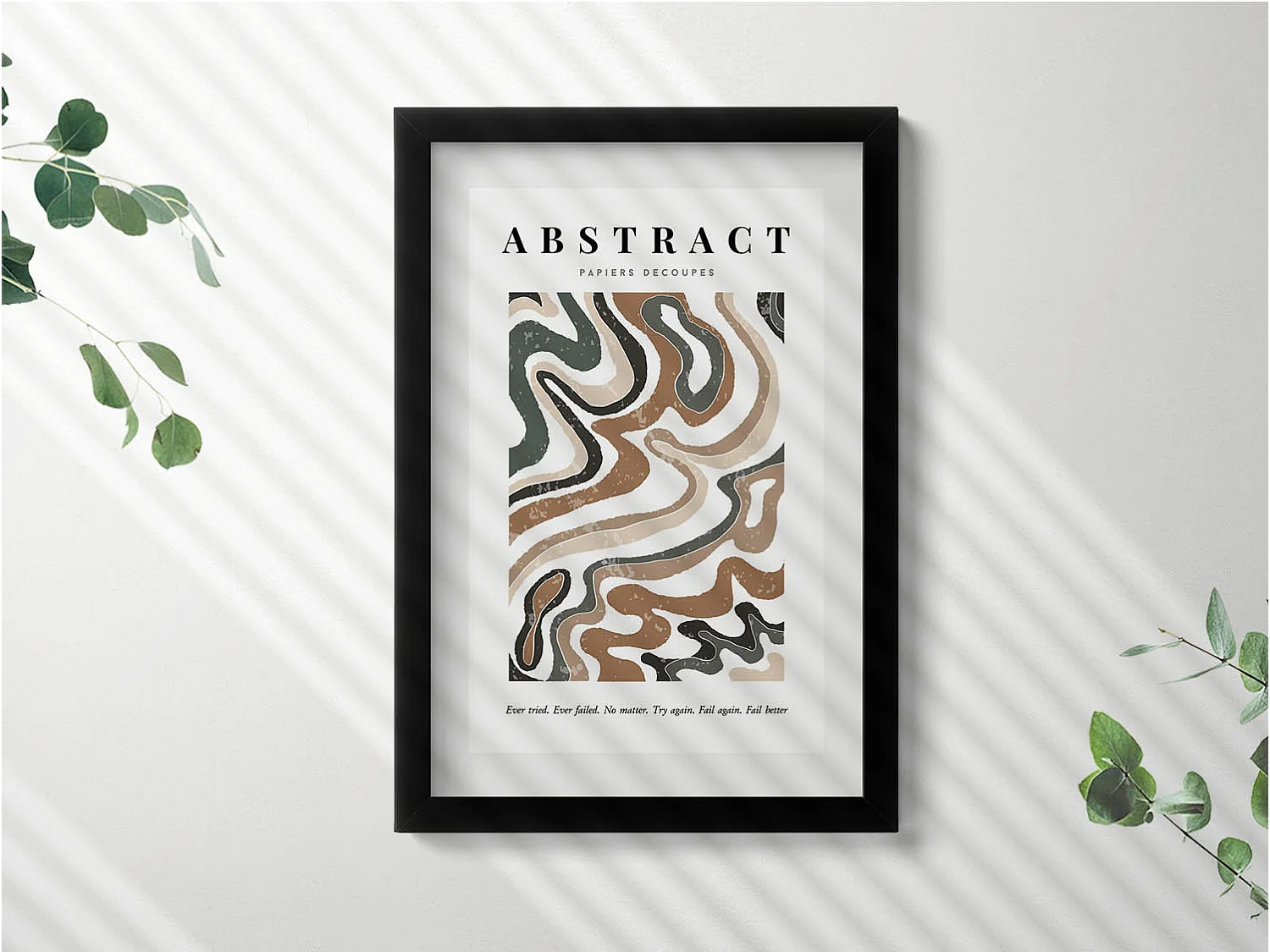 Dekoratives Gemälde mit schwarzem Rahmen, lineare böhmische Abstraktion 20 x 30 cm – perfekt für das Wohn- oder Schlafzimmer