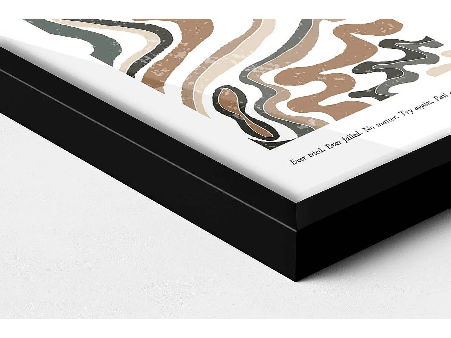 Dekoratives Gemälde mit schwarzem Rahmen, lineare böhmische Abstraktion 20 x 30 cm – perfekt für das Wohn- oder Schlafzimmer