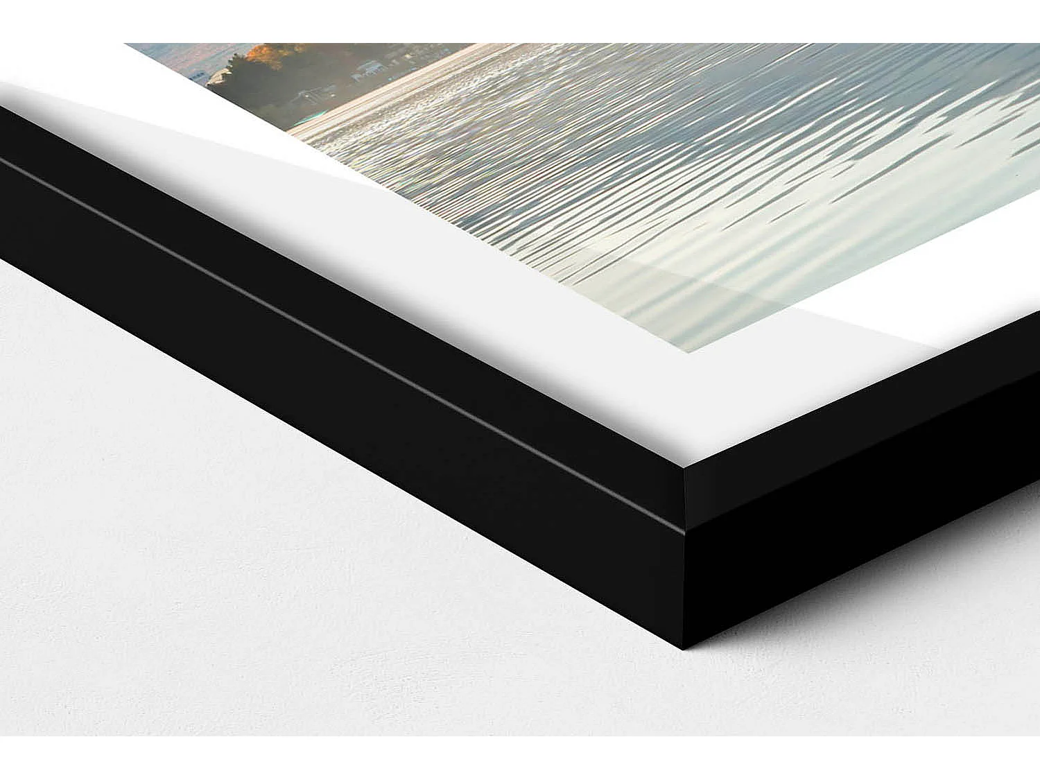 Tableau décoratif avec cadre noir, Paysage du Mont Fuji sous l'arbre rouge 50 x 50 cm – Parfait pour le salon ou la chambre