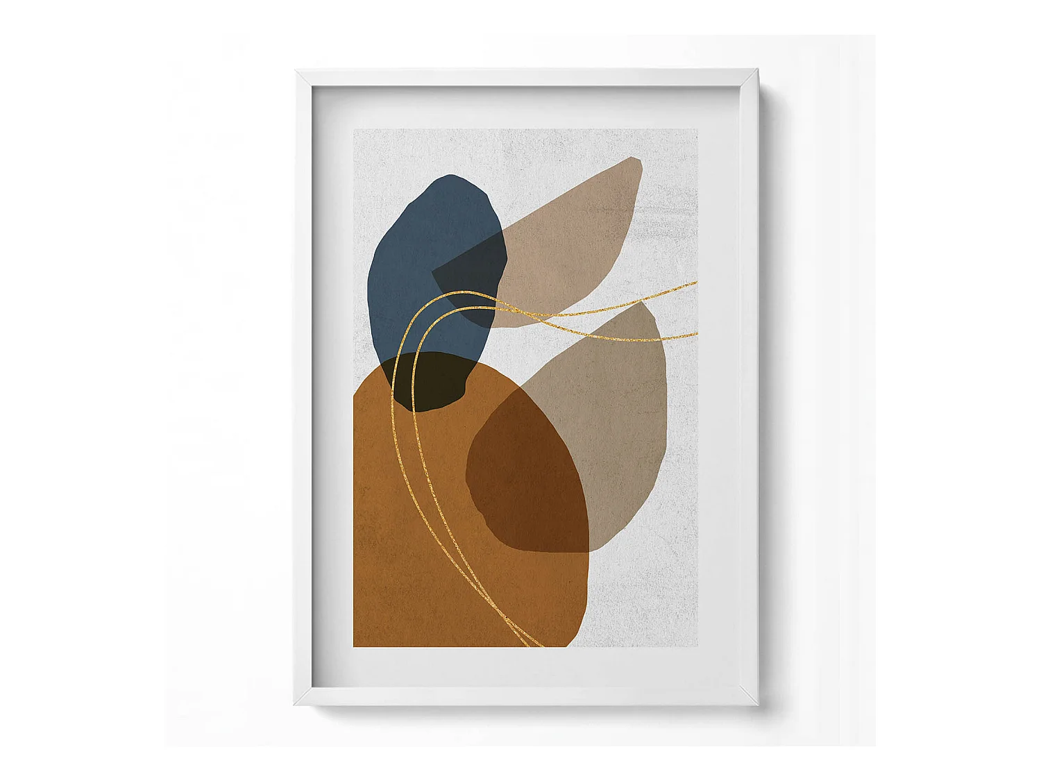 Tableau décoratif avec cadre blanc, Composition bohème abstraite 50 x 70 cm– Parfait pour le salon ou la chambre