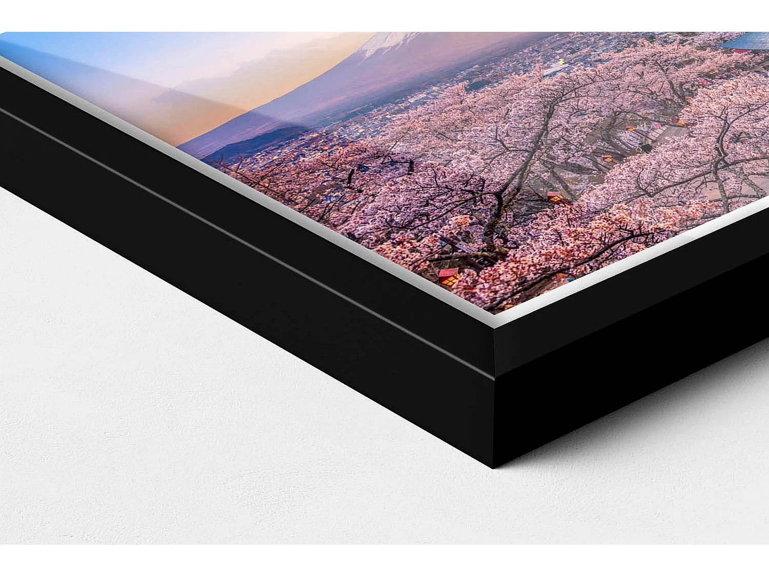 Tableau décoratif avec cadre noir, construction japonaise 30 x 20 cm – Parfait pour le salon ou la chambre