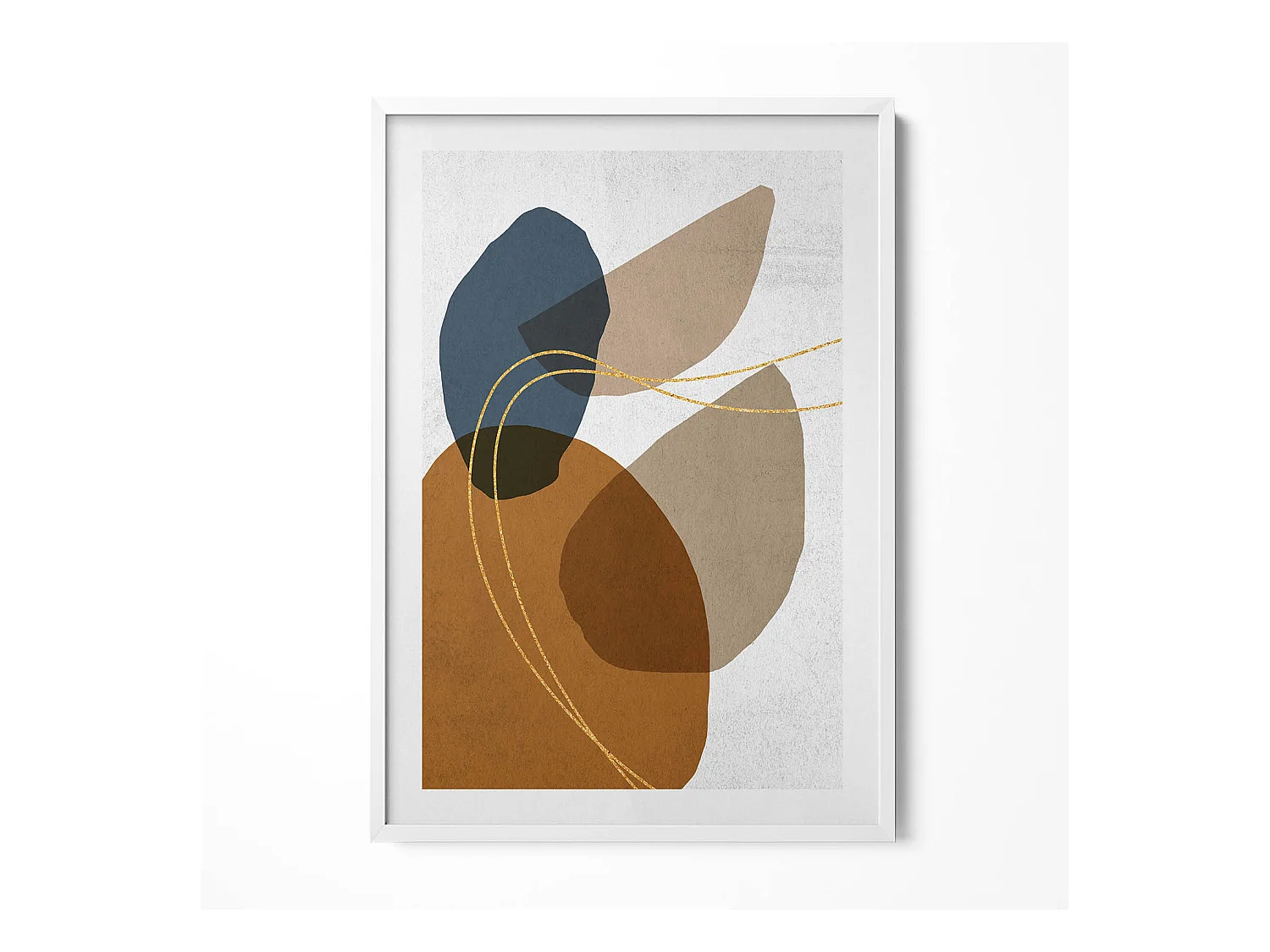 Tableau décoratif avec cadre blanc, Composition bohème abstraite 70 x 100 cm– Parfait pour le salon ou la chambre