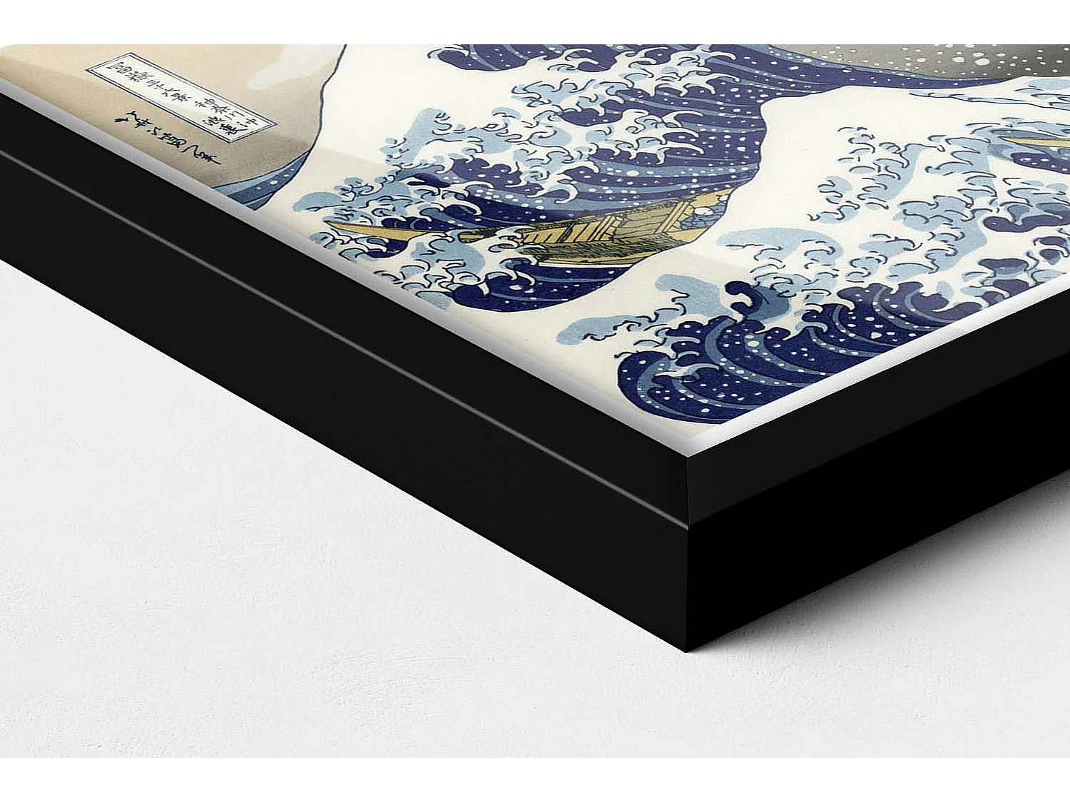 Tableau décoratif avec cadre noir, Grosse vague à Kanagawa 30 x 20 cm – Parfait pour le salon ou la chambre