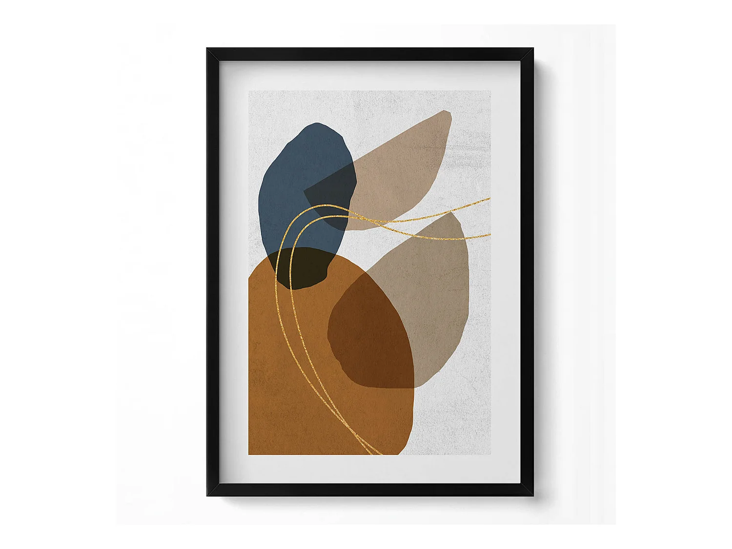 Tableau décoratif avec cadre noir, Composition bohème abstraite 50 x 70 cm– Parfait pour le salon ou la chambre