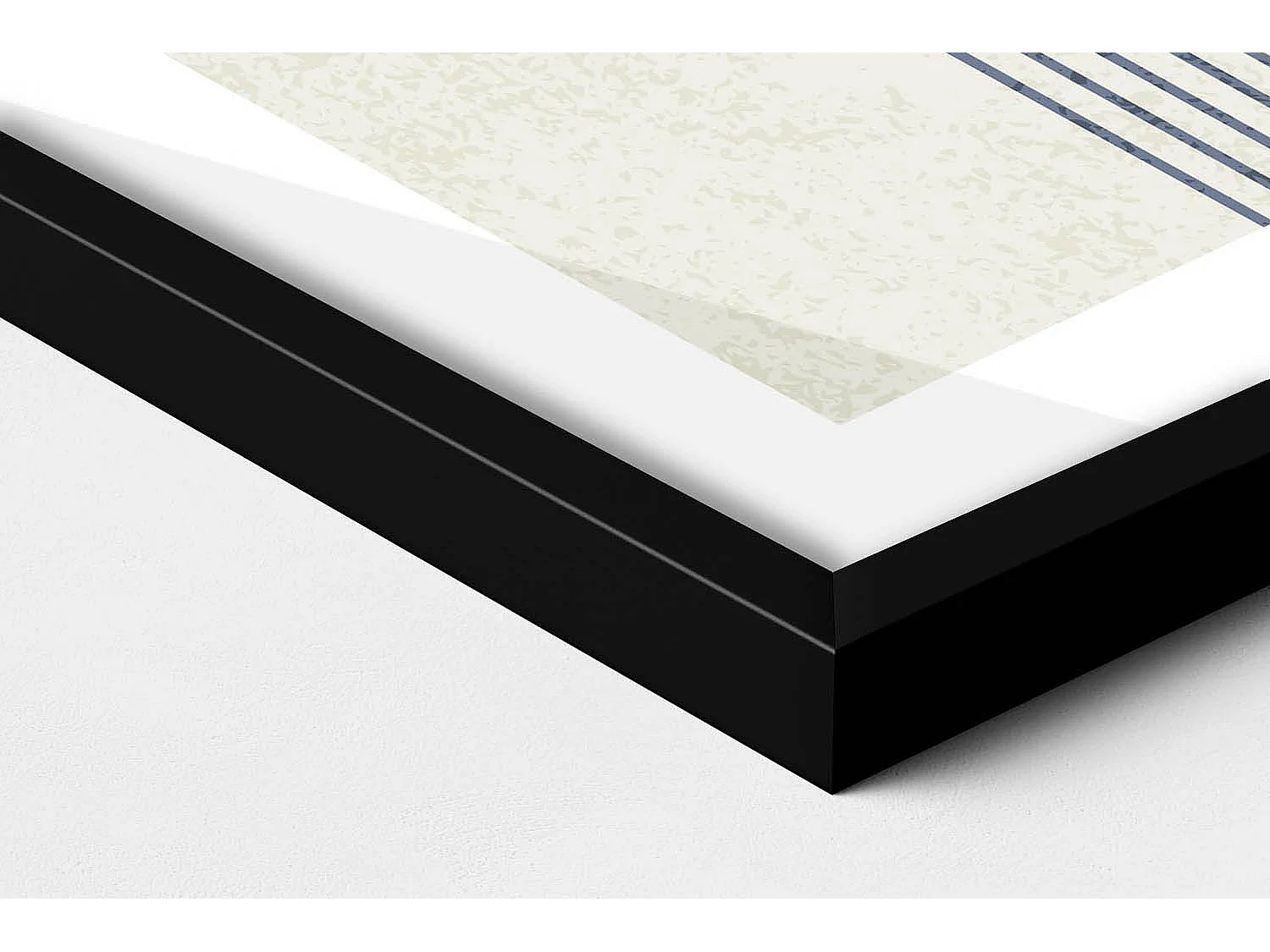 Dekoratives Gemälde mit schwarzem Rahmen, Linien und Kreis moderner Kunst 50 x 70 cm – Perfekt für das Wohn- oder Schlafzimmer