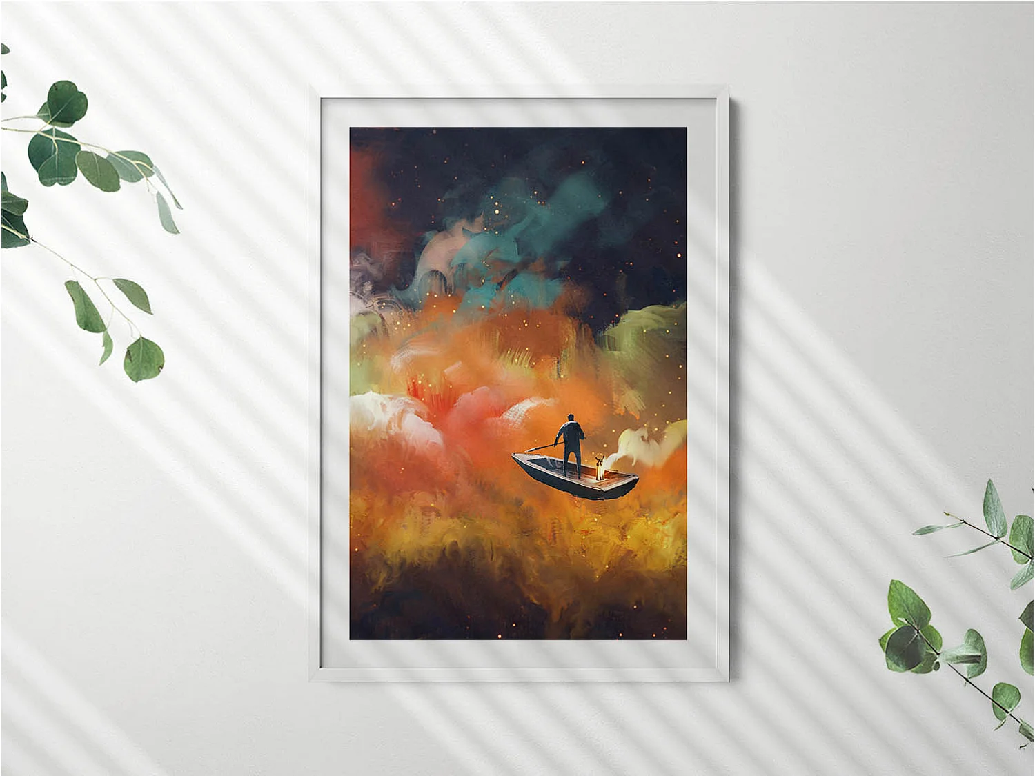 Dekoratives Gemälde mit weißem Rahmen, Eine abstrakte Vorstellung vom Erwachsenenleben 70 x 100 cm – Perfekt für das Wohn- oder Schlafzimmer