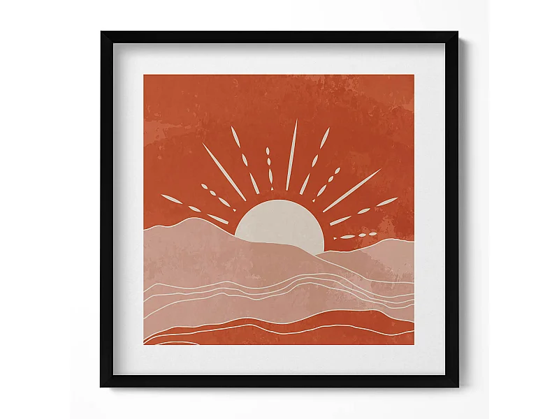 Dekoratives Gemälde mit schwarzem Rahmen, abstrakte böhmische Komposition 50 x 50 cm – perfekt für das Wohn- oder Schlafzimmer