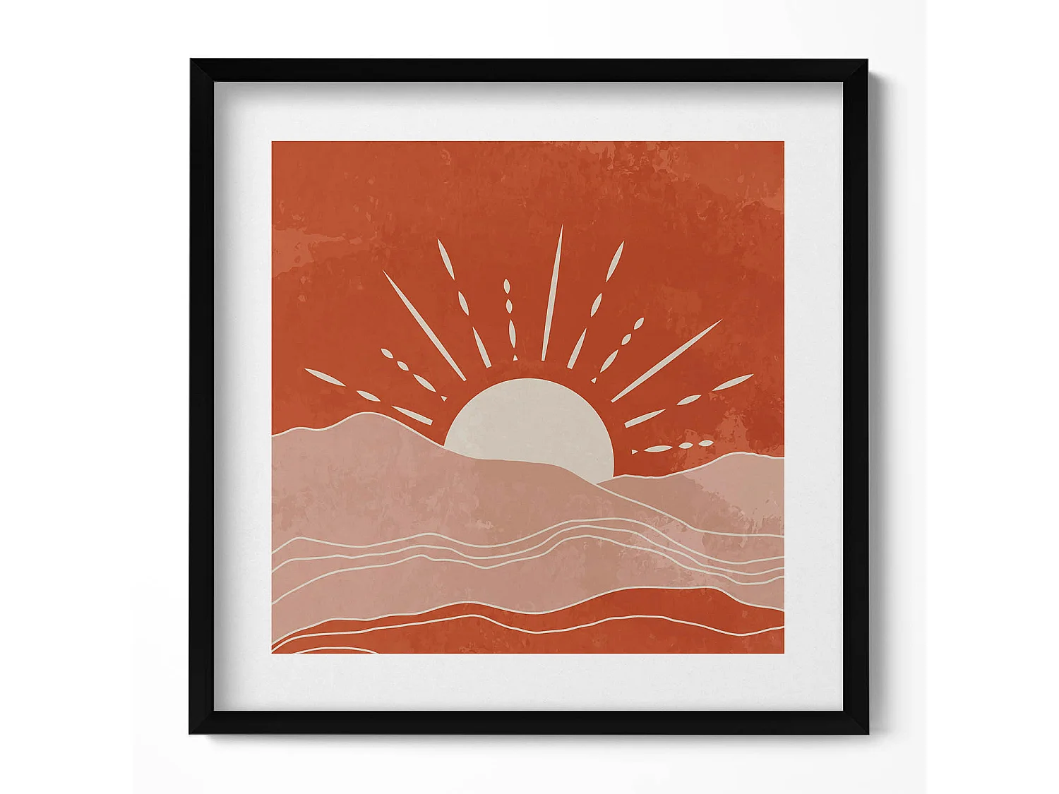 Dekoratives Gemälde mit schwarzem Rahmen, abstrakte böhmische Komposition 50 x 50 cm – perfekt für das Wohn- oder Schlafzimmer