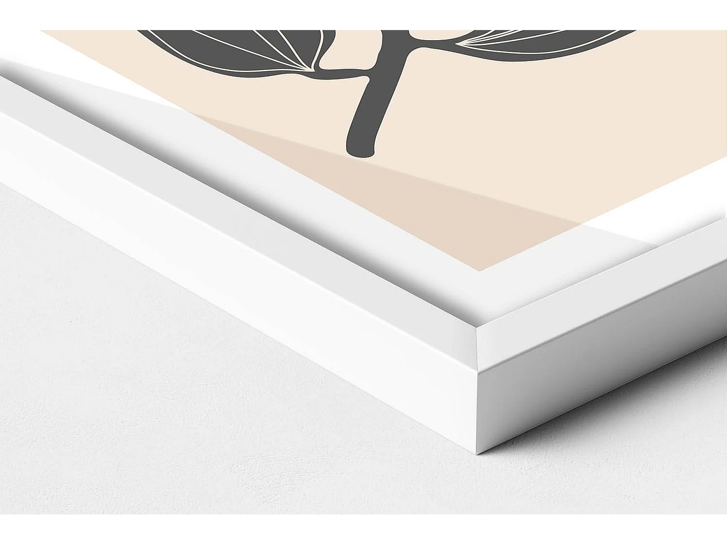 Tableau décoratif avec cadre blanc, Plantes minimalistes 40 x 60 cm– Parfait pour le salon ou la chambre