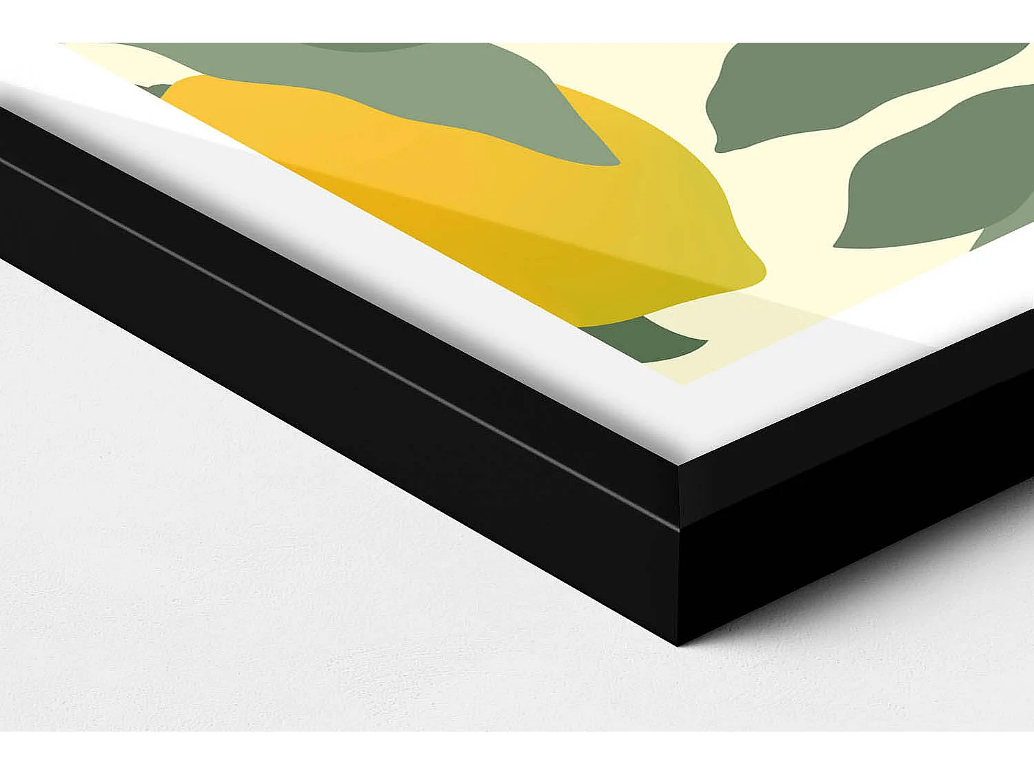 Dekoratives Gemälde mit schwarzem Rahmen, Illustration von Zitronen 40 x 60 cm – Perfekt für das Wohn- oder Schlafzimmer