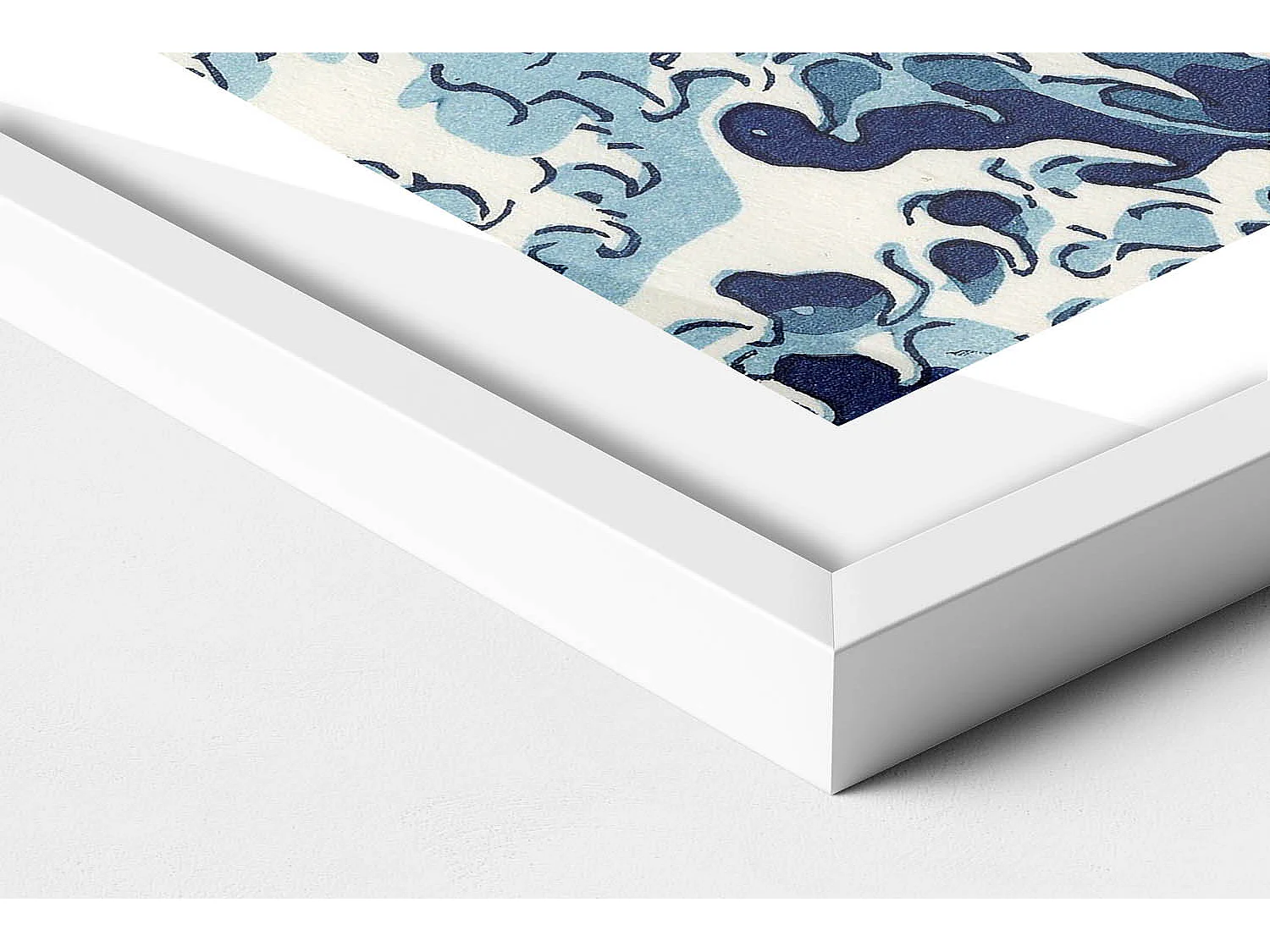 Dekoratives Gemälde mit weißem Rahmen, Große Welle in Kanagawa 50 x 70 cm – Perfekt für das Wohn- oder Schlafzimmer