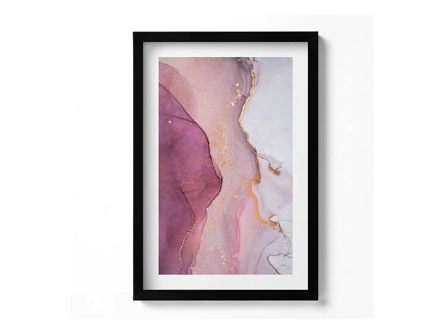 Tableau décoratif avec cadre noir, Abstraction fluide et délicate 40 x 60 cm– Parfait pour le salon ou la chambre