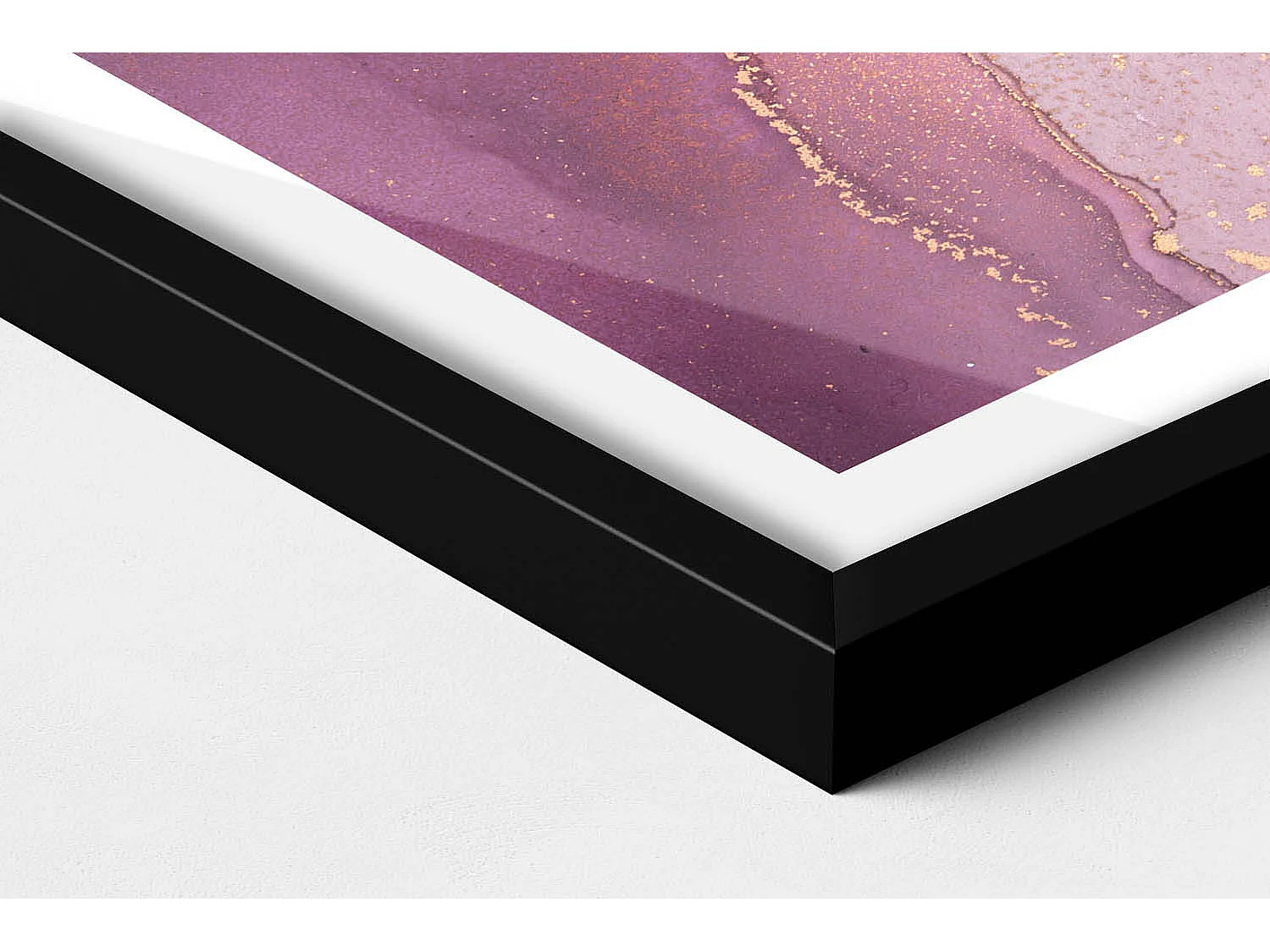 Tableau décoratif avec cadre noir, Abstraction fluide et délicate 40 x 60 cm– Parfait pour le salon ou la chambre