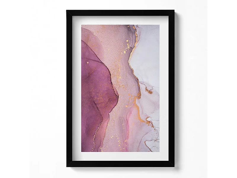 Dekoratives Gemälde mit schwarzem Rahmen, fließende und zarte Abstraktion, 40 x 60 cm – perfekt für das Wohn- oder Schlafzimmer