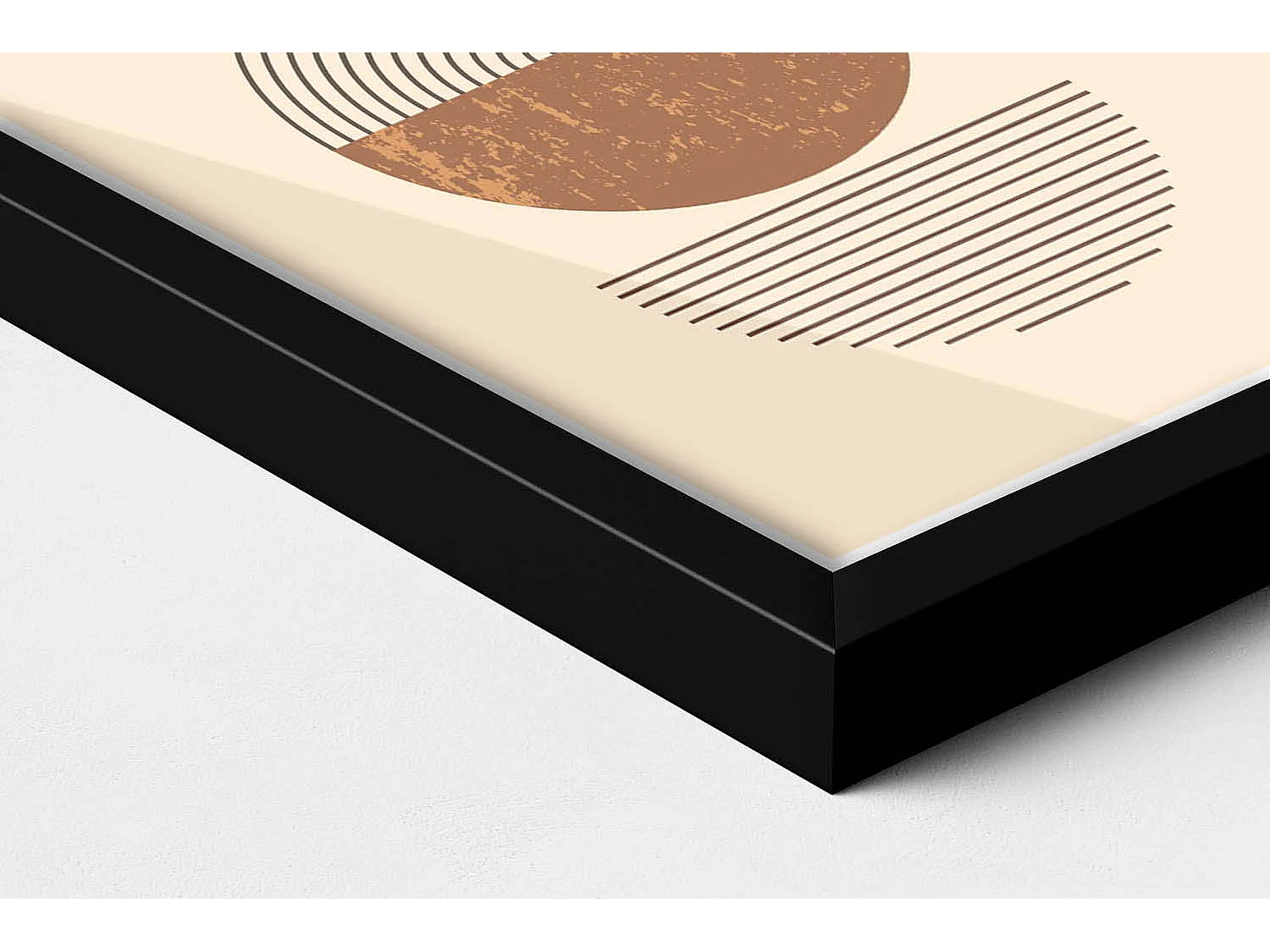 Dekoratives Gemälde mit schwarzem Rahmen, goldenen Reflexen und böhmischen Abstraktionen 20 x 30 cm – Perfekt für das Wohn- oder Schlafzimmer