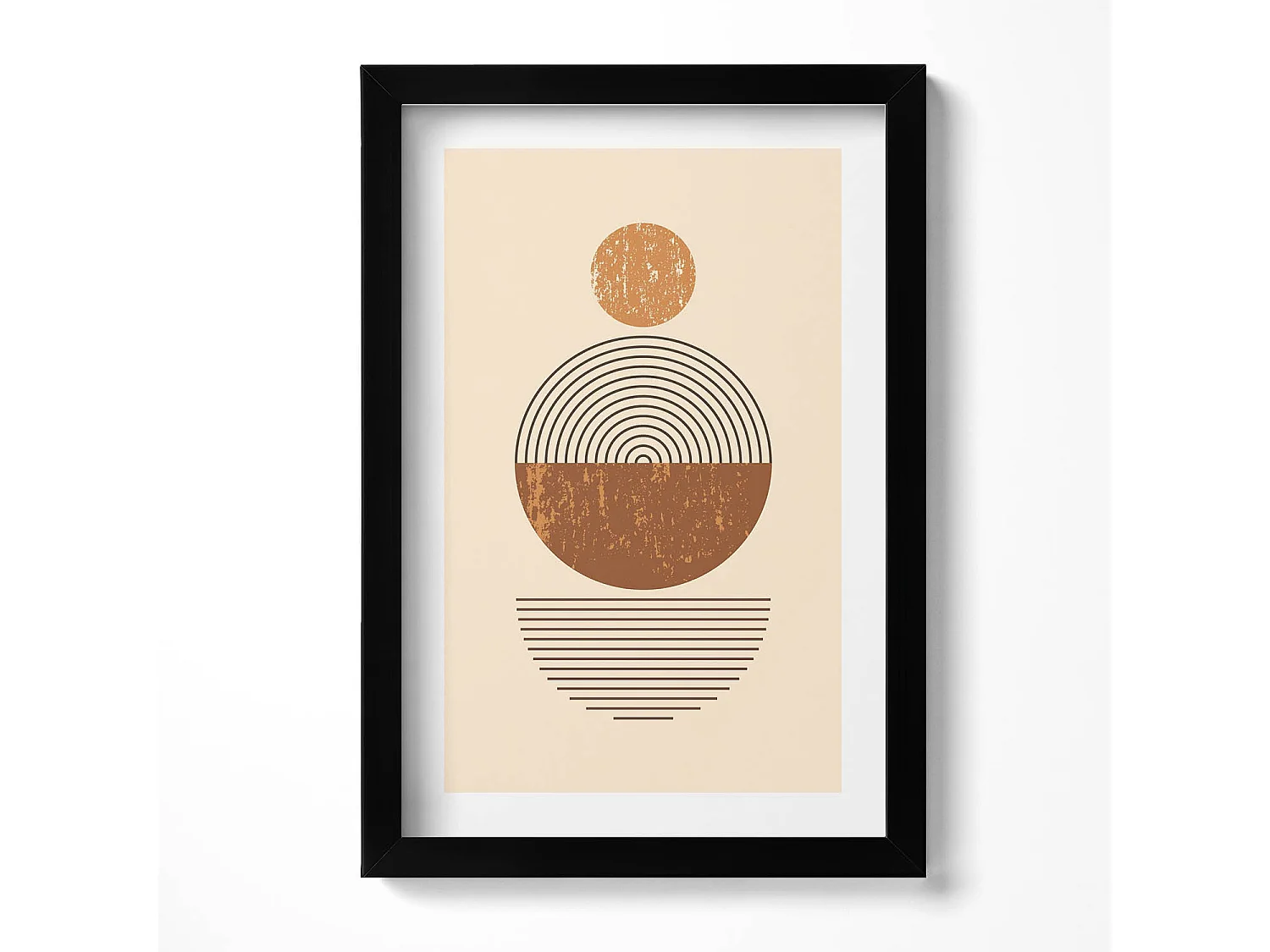 Tableau décoratif avec cadre noir, Reflets dorés et abstractions bohèmes 20 x 30 cm – Parfait pour le salon ou la chambre