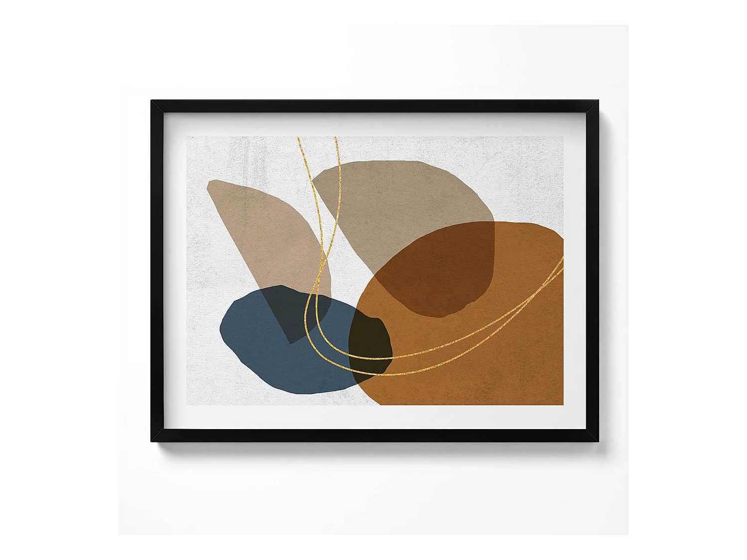 Tableau décoratif avec cadre noir, Composition bohème abstraite 80 x 60 cm– Parfait pour le salon ou la chambre