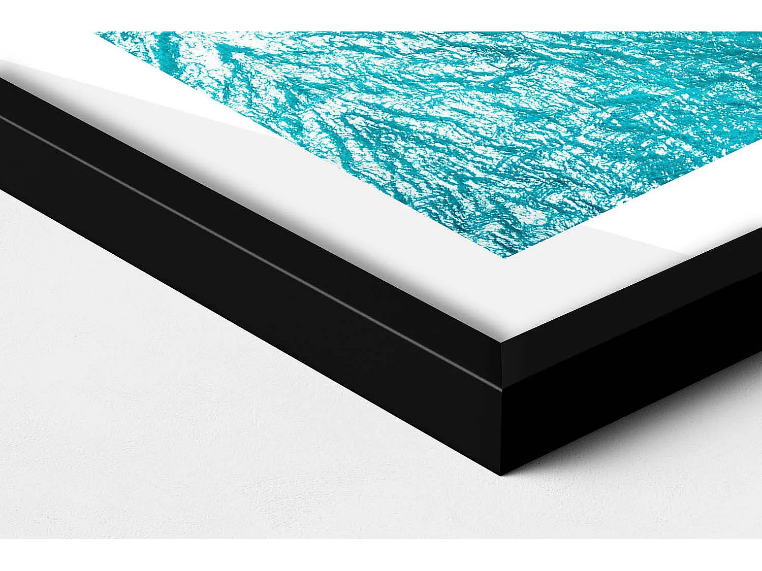 Decoratief schilderij met zwarte lijst, Zee en strand met mensen 50 x 50 cm - Perfect voor in de woon- of slaapkamer