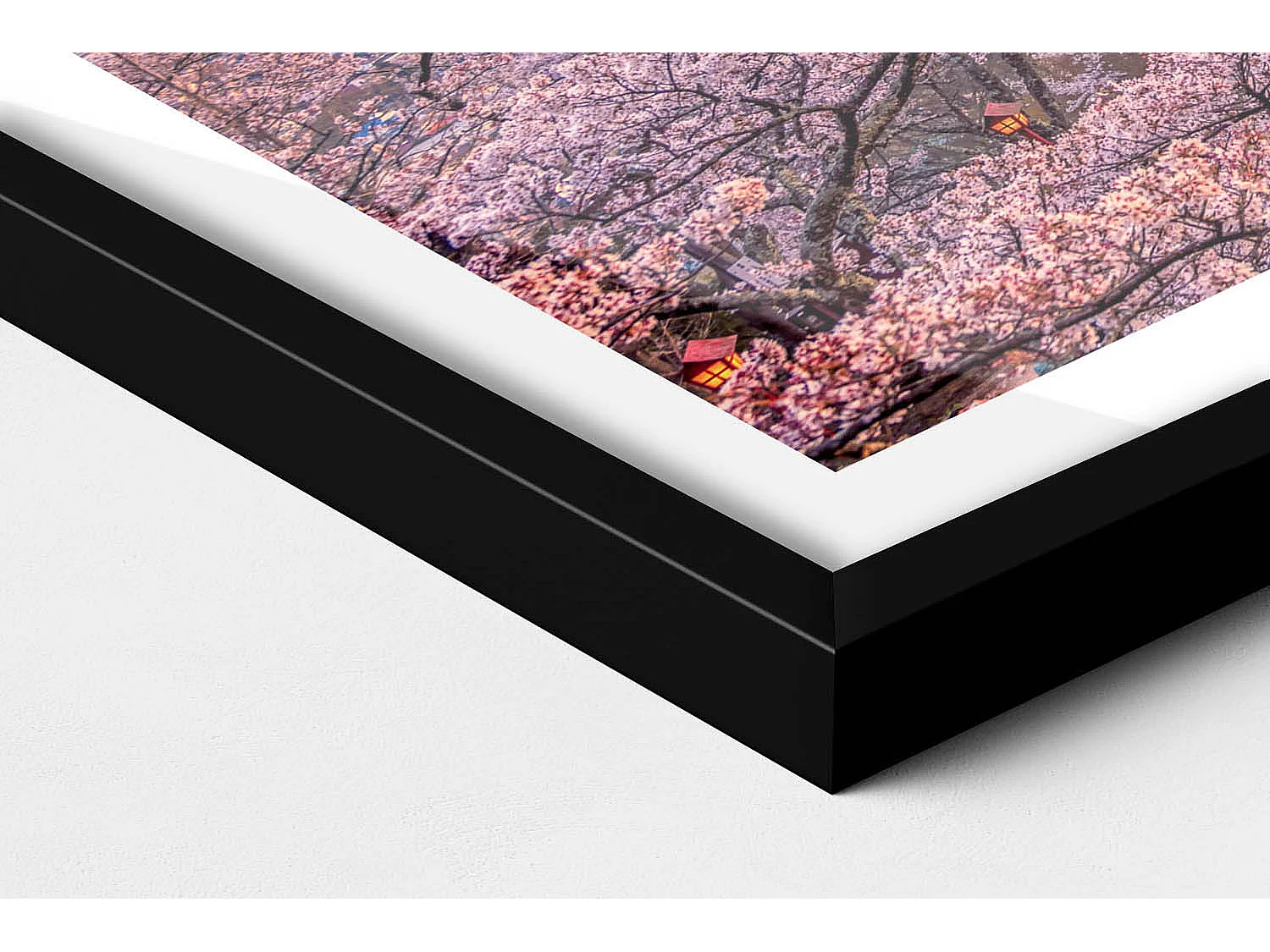 Dekoratives Gemälde mit schwarzem Rahmen, japanische Konstruktion 60 x 40 cm – Perfekt für das Wohn- oder Schlafzimmer