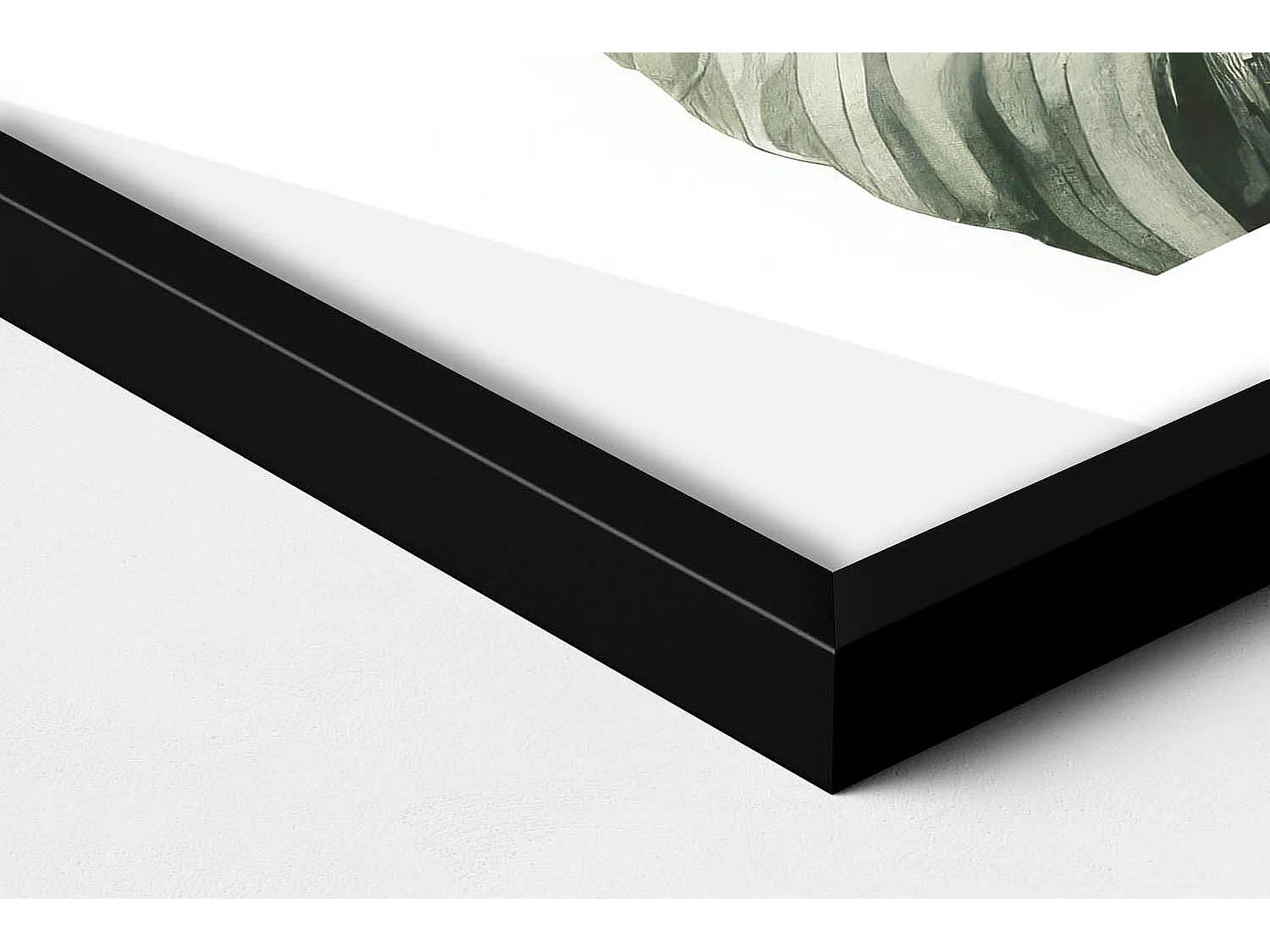 Tableau décoratif avec cadre noir, Feuilles de monstera peintes 60 x 80 cm– Parfait pour le salon ou la chambre