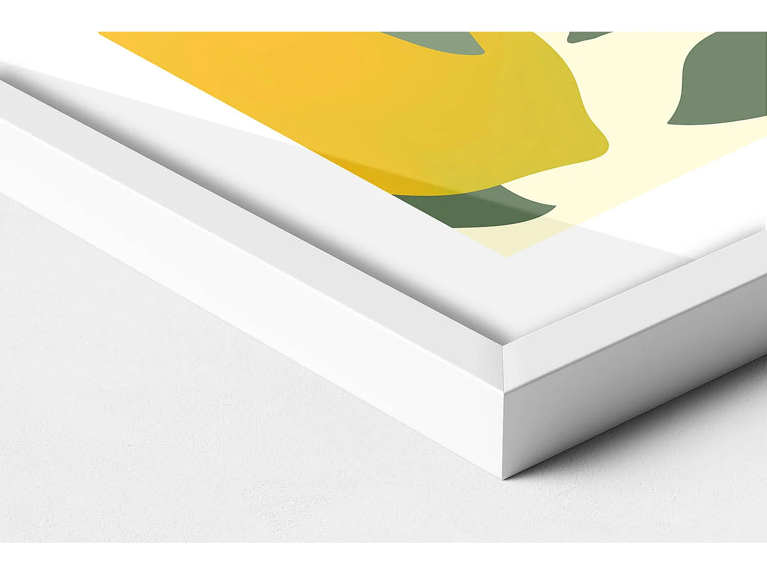 Decoratief schilderij met witte lijst, Illustratie van citroenen 50 x 70 cm – Perfect voor de woon- of slaapkamer