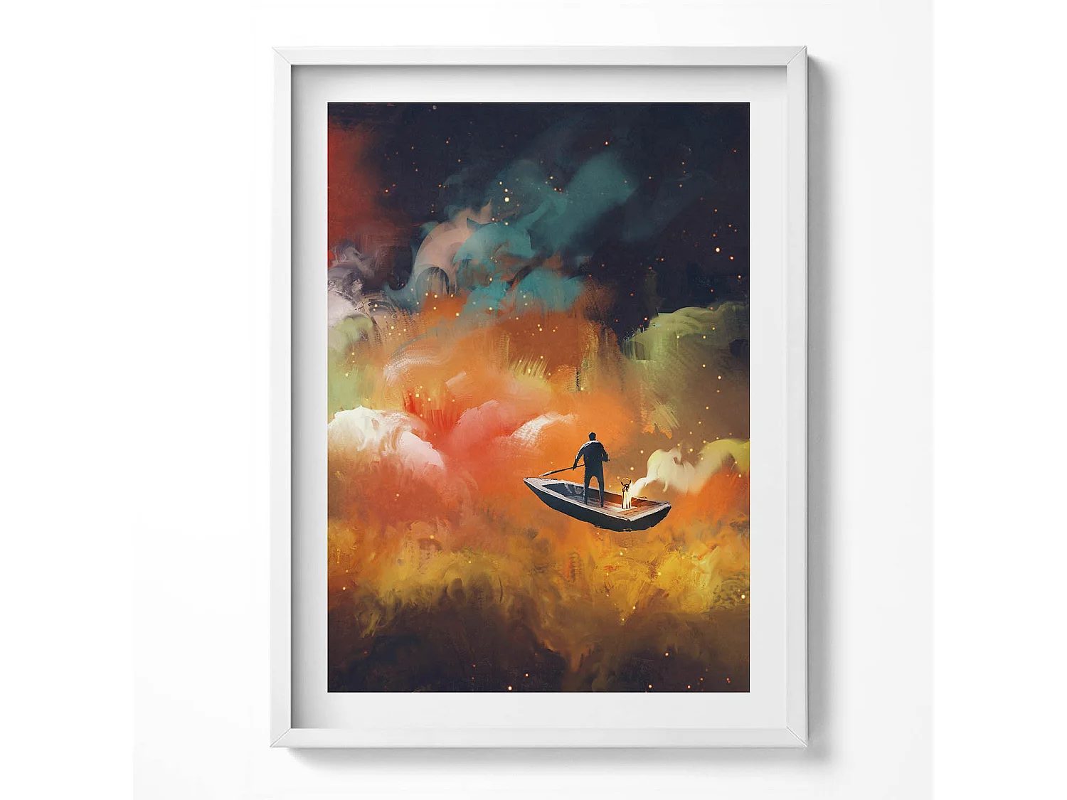 Dekoratives Gemälde mit weißem Rahmen, Eine abstrakte Vorstellung vom Erwachsenenleben 60 x 80 cm – Perfekt für das Wohn- oder Schlafzimmer