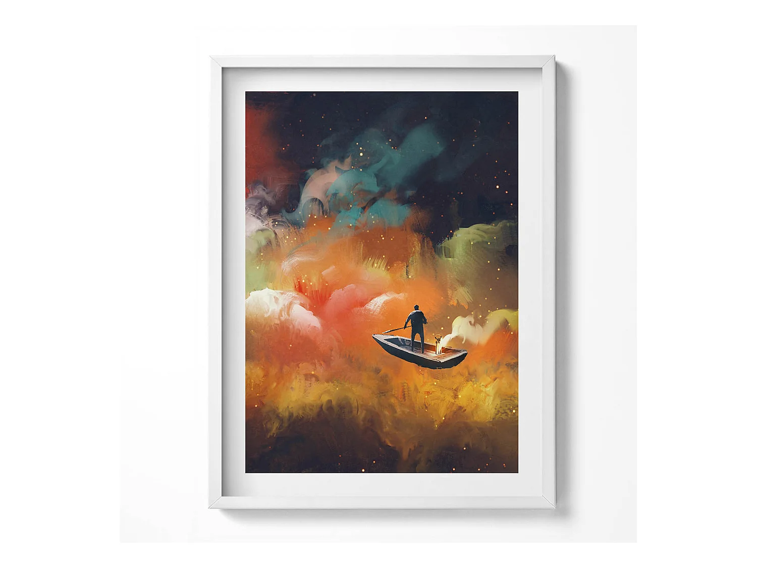 Tableau décoratif avec cadre blanc, Une idée abstraite de la vie adulte 60 x 80 cm– Parfait pour le salon ou la chambre