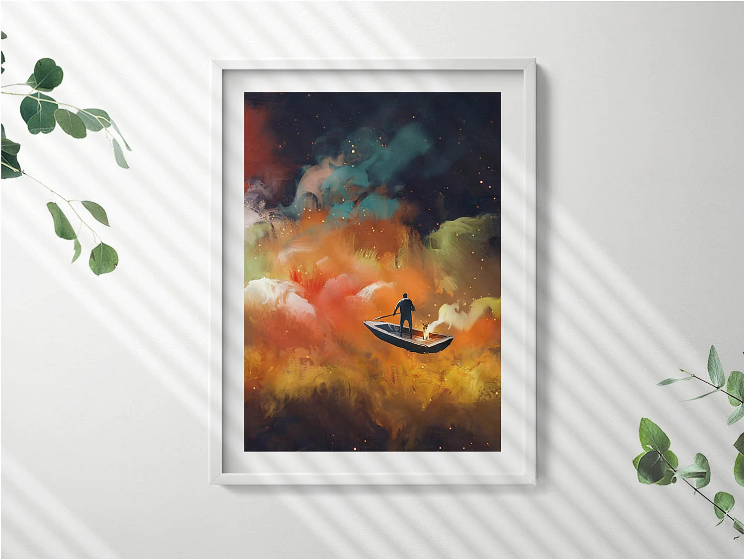 Dekoratives Gemälde mit weißem Rahmen, Eine abstrakte Vorstellung vom Erwachsenenleben 60 x 80 cm – Perfekt für das Wohn- oder Schlafzimmer