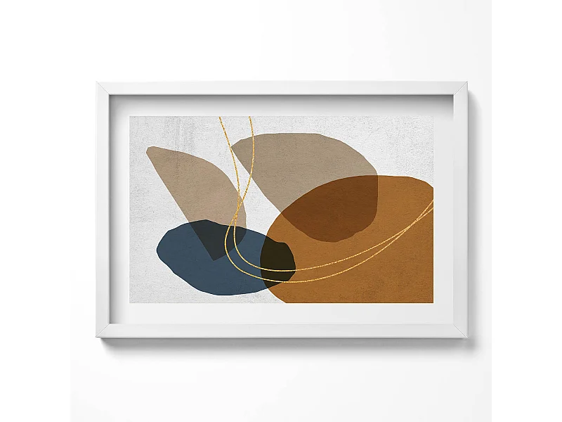 Dekoratives Gemälde mit weißem Rahmen, abstrakte böhmische Komposition 60 x 40 cm – perfekt für das Wohn- oder Schlafzimmer