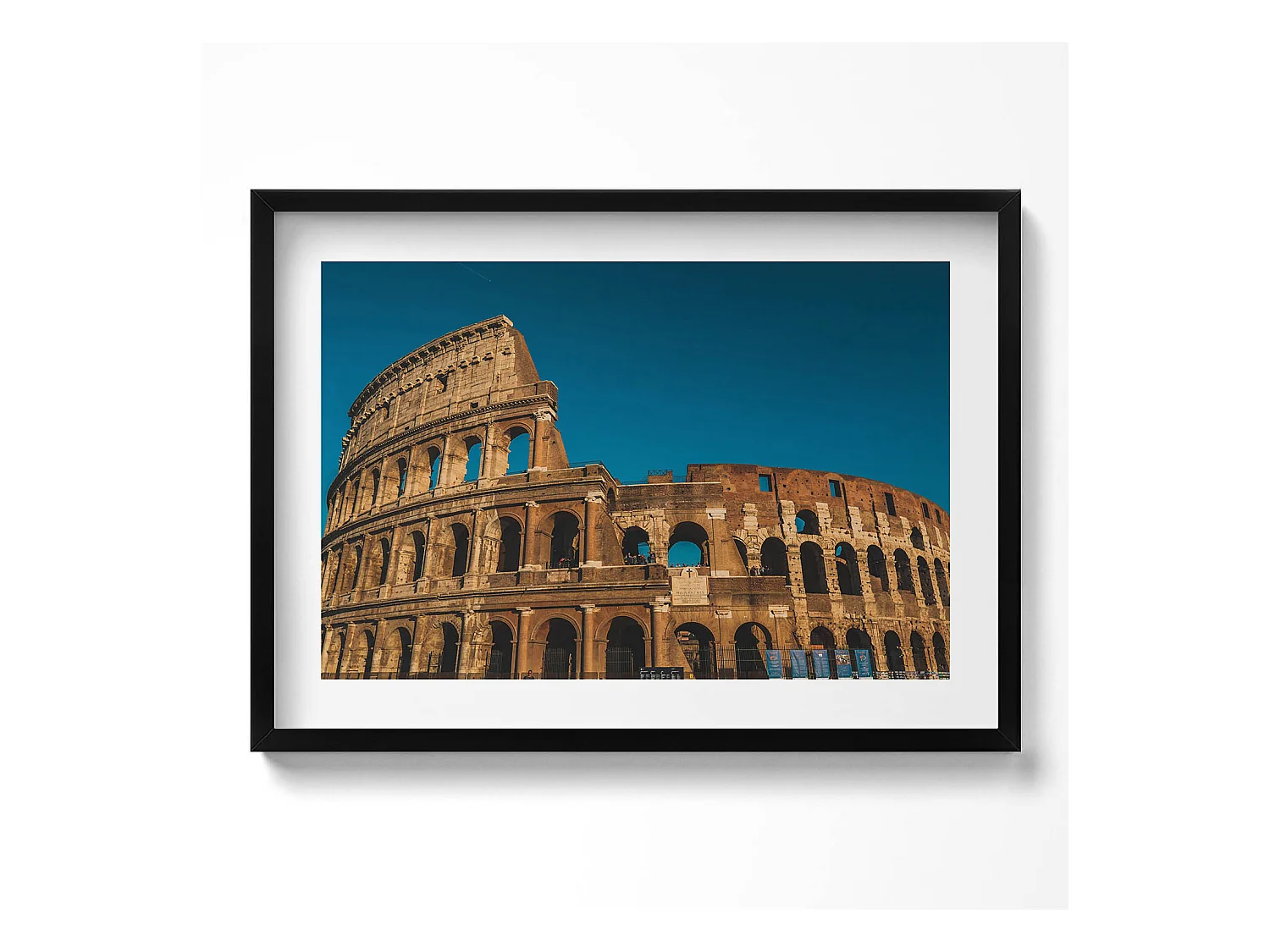 Tableau décoratif avec cadre noir, Colisée en Italie 70 x 50 cm– Parfait pour le salon ou la chambre