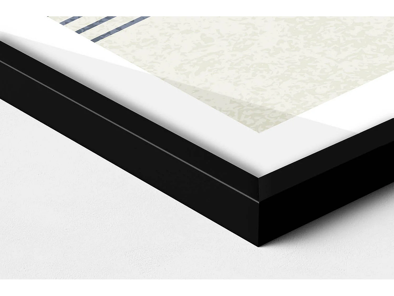 Dekoratives Gemälde mit schwarzem Rahmen, Linien und Kreis moderner Kunst 80 x 60 cm – Perfekt für das Wohn- oder Schlafzimmer