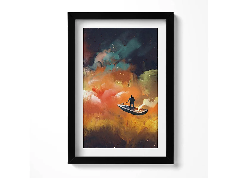 Dekoratives Gemälde mit schwarzem Rahmen, Eine abstrakte Vorstellung vom Erwachsenenleben 20 x 30 cm – Perfekt für das Wohn- oder Schlafzimmer