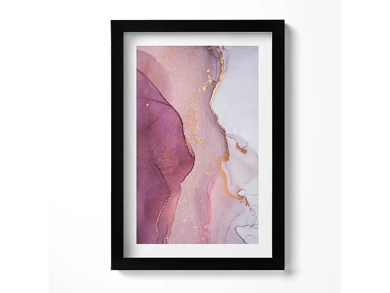 Tableau décoratif avec cadre noir, Abstraction fluide et délicate 20 x 30 cm – Parfait pour le salon ou la chambre