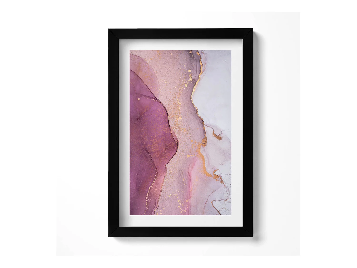 Tableau décoratif avec cadre noir, Abstraction fluide et délicate 20 x 30 cm – Parfait pour le salon ou la chambre
