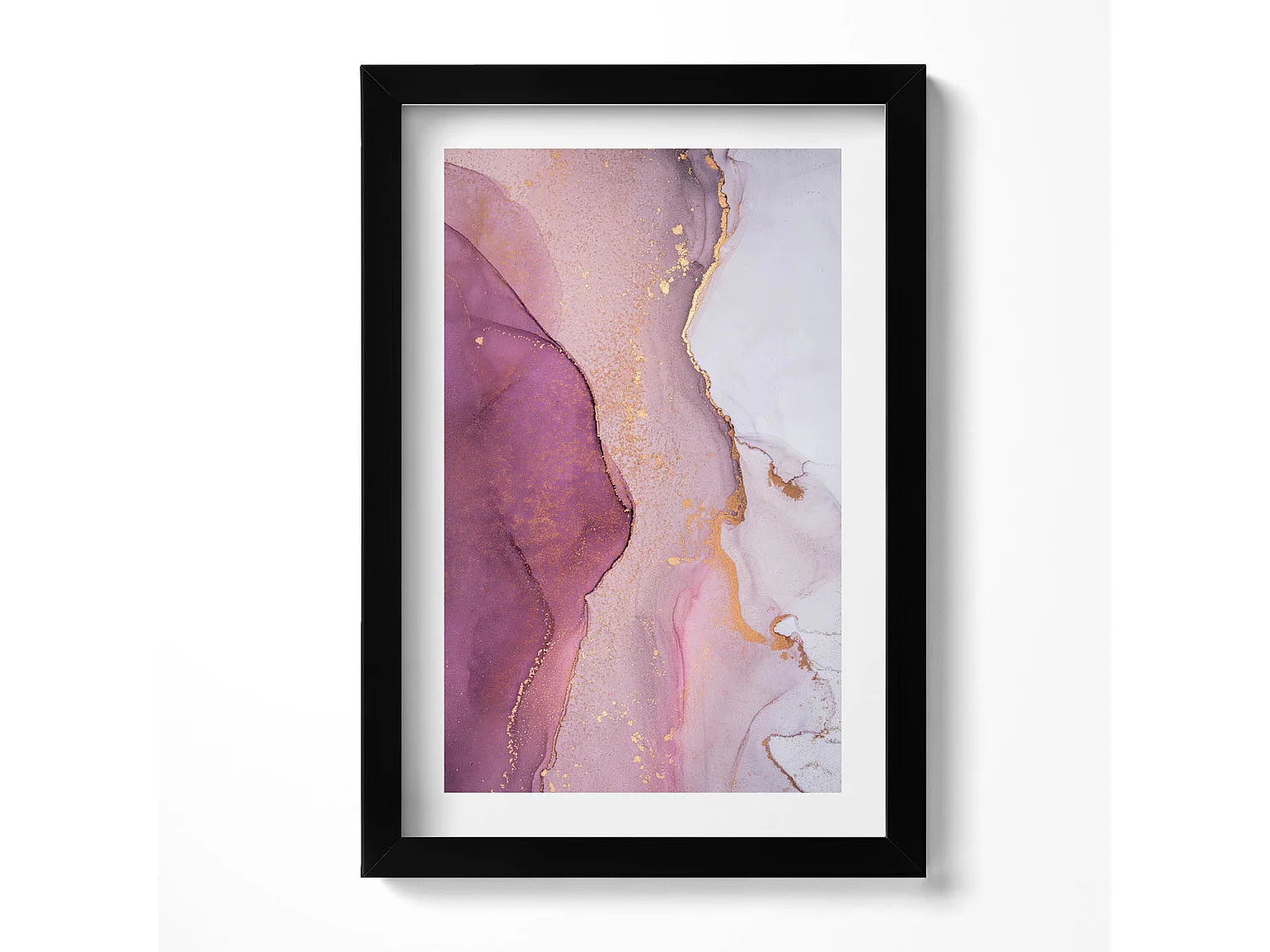 Dekoratives Gemälde mit schwarzem Rahmen, fließende und zarte Abstraktion, 20 x 30 cm – perfekt für das Wohn- oder Schlafzimmer