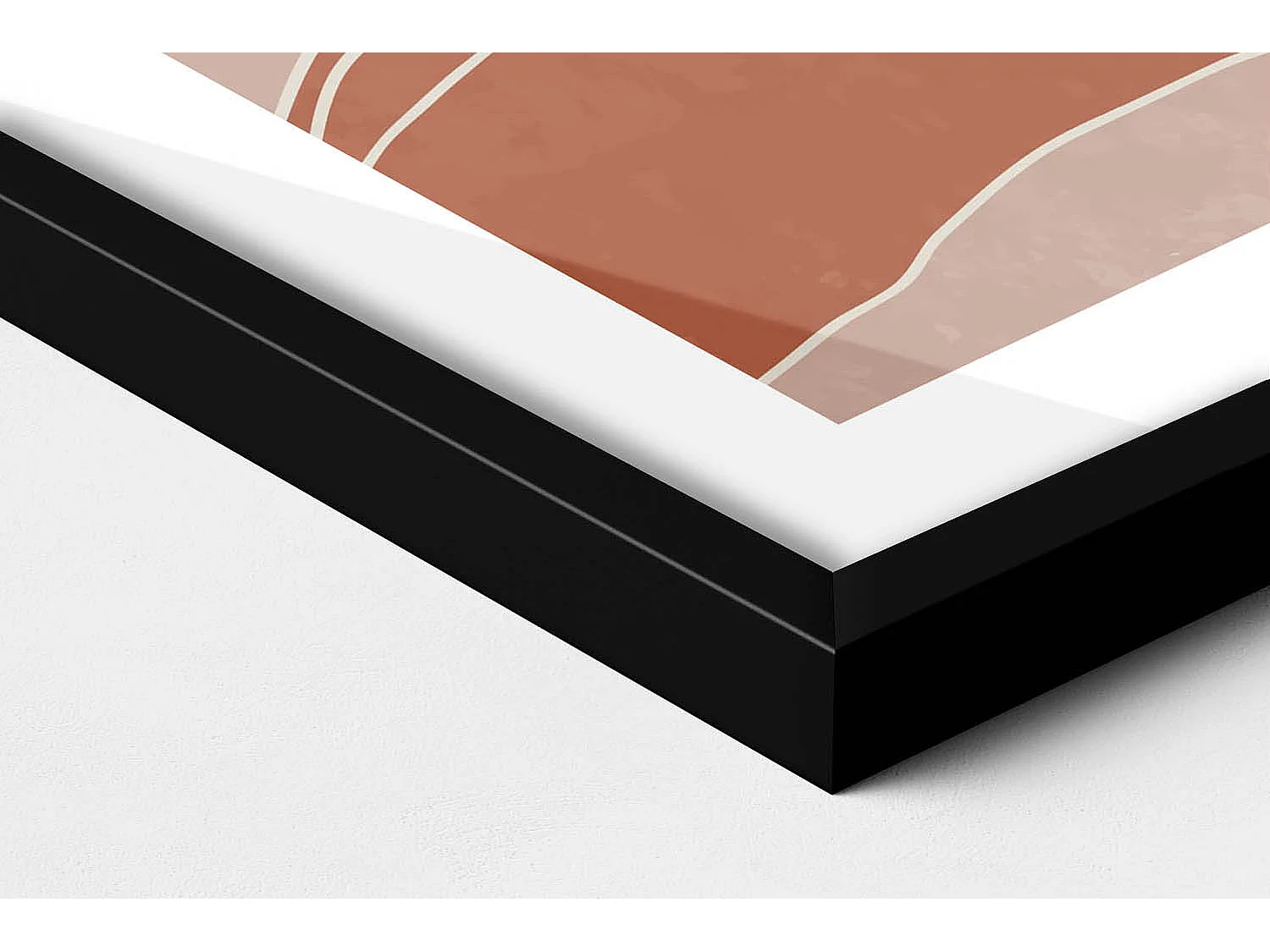 Tableau décoratif avec cadre noir, Illustration du soleil levant 60 x 80 cm– Parfait pour le salon ou la chambre