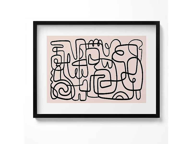 Dekoratives Gemälde mit schwarzem Rahmen, abstrakte Kunstformen 80 x 60 cm – perfekt für das Wohn- oder Schlafzimmer