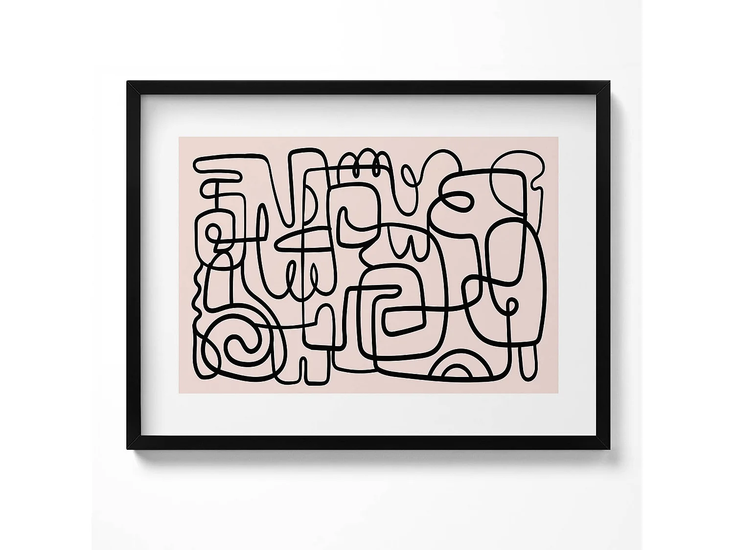 Dekoratives Gemälde mit schwarzem Rahmen, abstrakte Kunstformen 80 x 60 cm – perfekt für das Wohn- oder Schlafzimmer