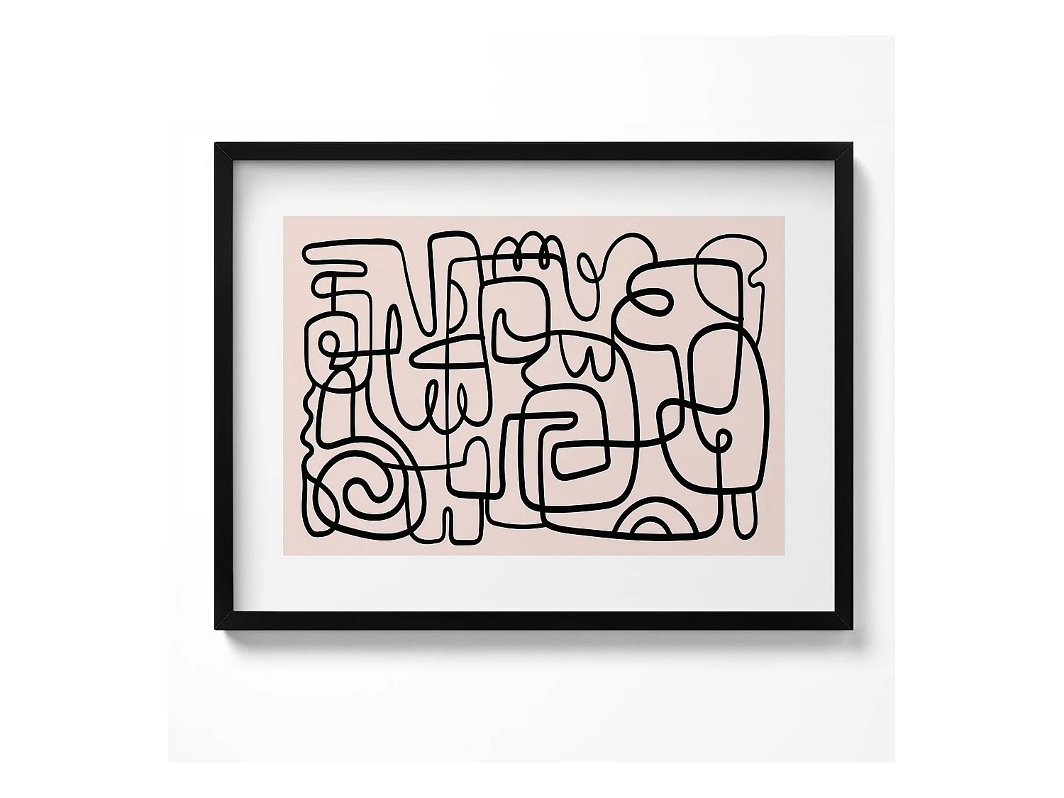 Tableau décoratif avec cadre noir, Formes abstraites d'art 80 x 60 cm– Parfait pour le salon ou la chambre