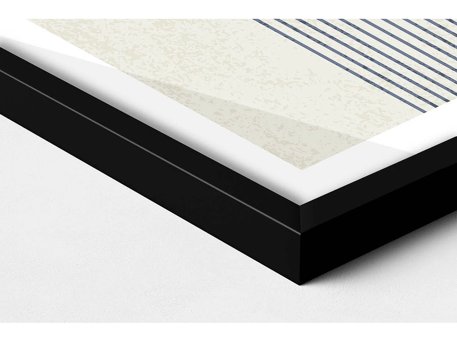 Dekoratives Gemälde mit schwarzem Rahmen, Linien und Kreis moderner Kunst 40 x 60 cm – Perfekt für das Wohn- oder Schlafzimmer