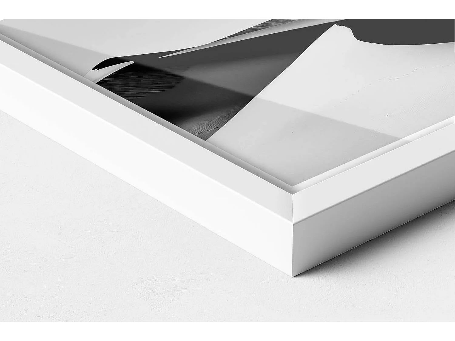 Tableau décoratif avec cadre blanc, Paysage désertique minimaliste noir et blanc 30 x 20 cm – Parfait pour le salon ou la chambre