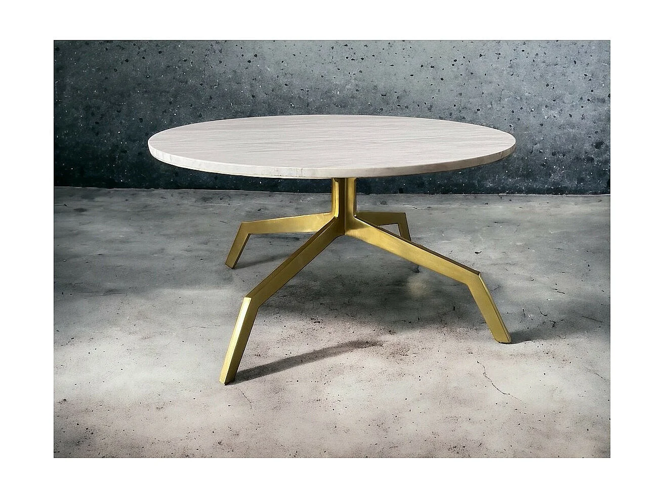 ARAL - Table Basse en Marbre Blanc avec Pieds Dorés