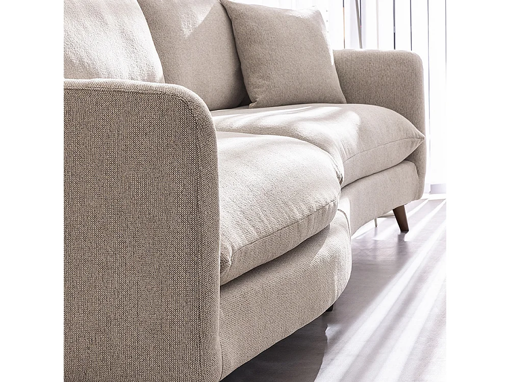 Farrah - Canapé d'angle gauche convertible 5 places en tissu - Naturel