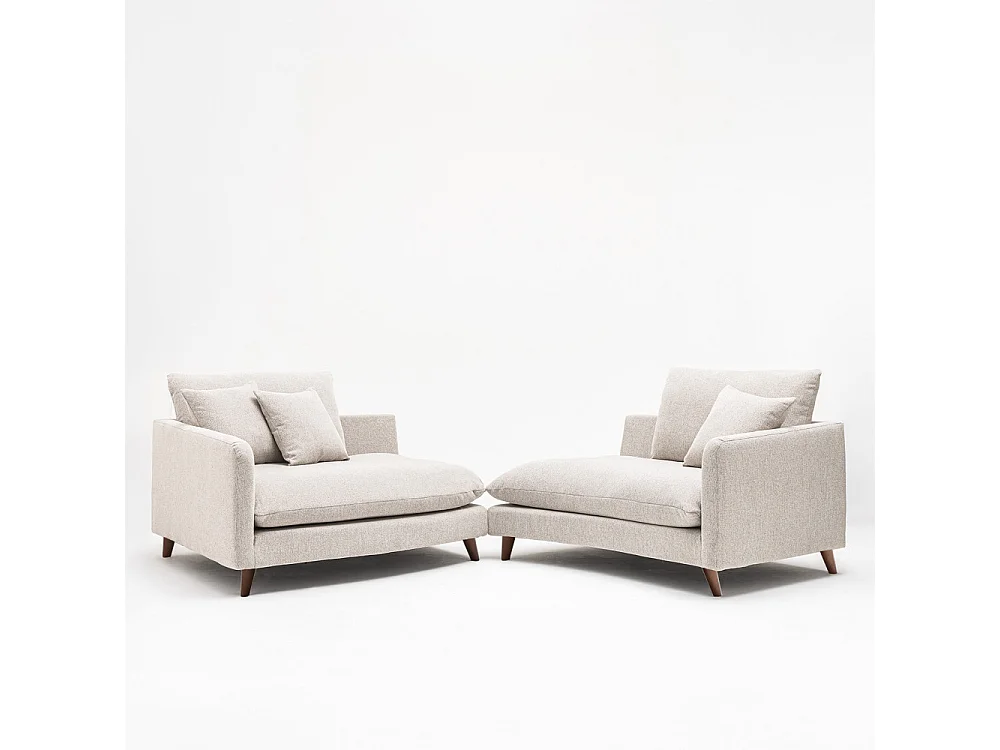 Farrah - Canapé d'angle gauche convertible 5 places en tissu - Naturel